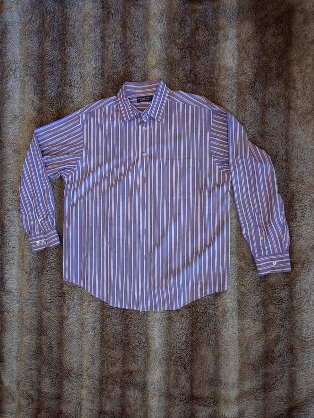 Roundtree & Yorke Men's Cotton Striped Button Down Shirt Size L